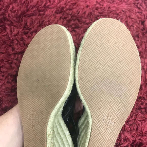 Black Cole Haan Strappy Wedge Sandals - Picture 4 of 5